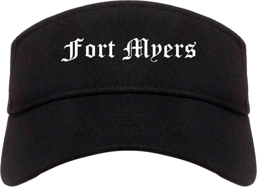 Fort Myers Florida FL Old English Mens Visor Cap Hat Black