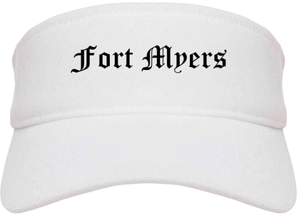 Fort Myers Florida FL Old English Mens Visor Cap Hat White