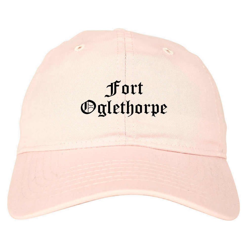Fort Oglethorpe Georgia GA Old English Mens Dad Hat Baseball Cap Pink