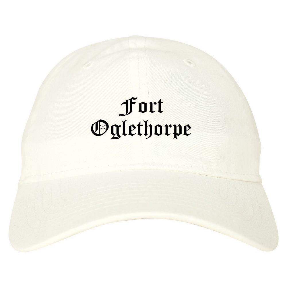 Fort Oglethorpe Georgia GA Old English Mens Dad Hat Baseball Cap White
