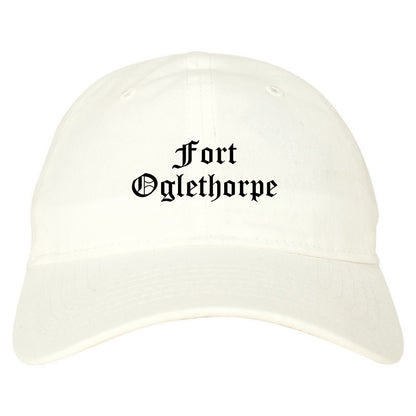 Fort Oglethorpe Georgia GA Old English Mens Dad Hat Baseball Cap White