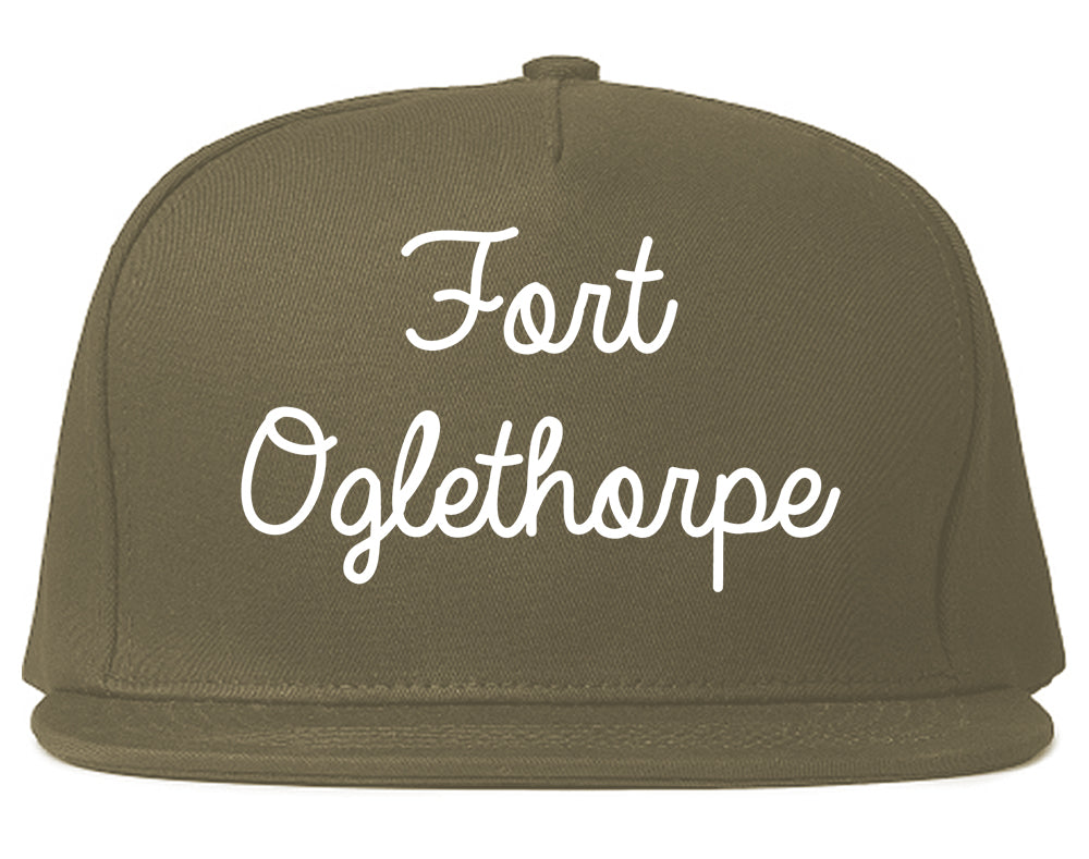 Fort Oglethorpe Georgia GA Script Mens Snapback Hat Grey