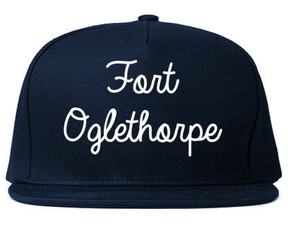 Fort Oglethorpe Georgia GA Script Mens Snapback Hat Navy Blue