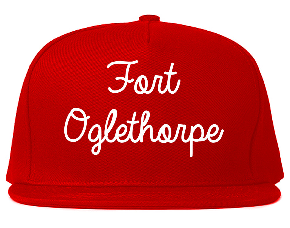 Fort Oglethorpe Georgia GA Script Mens Snapback Hat Red