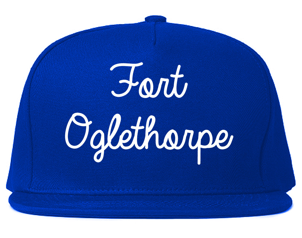 Fort Oglethorpe Georgia GA Script Mens Snapback Hat Royal Blue