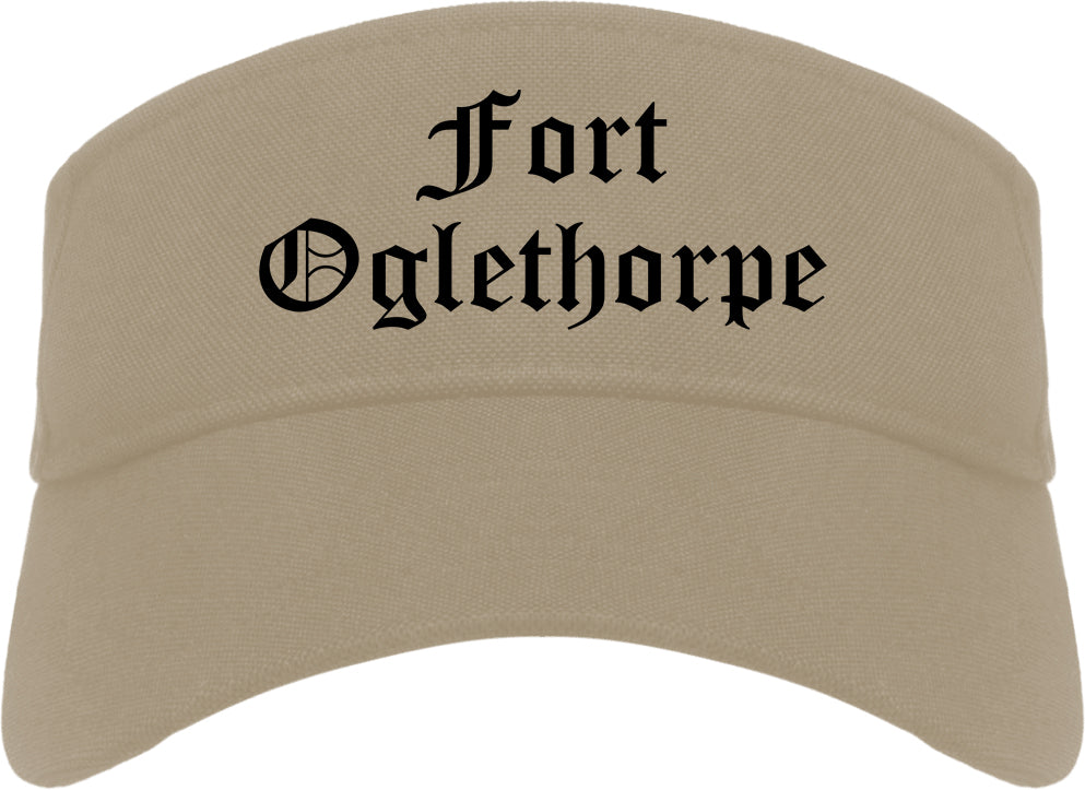 Fort Oglethorpe Georgia GA Old English Mens Visor Cap Hat Khaki