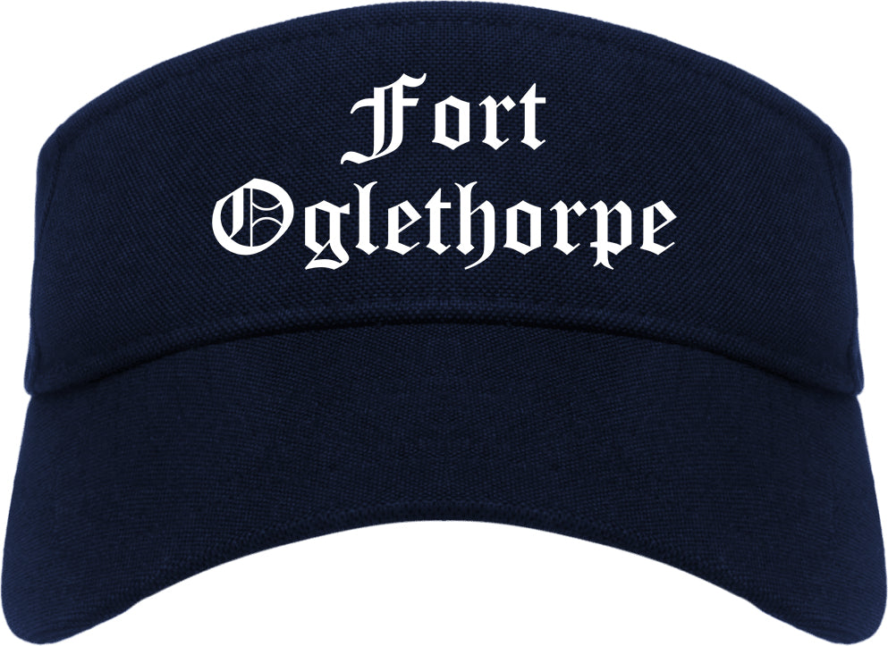 Fort Oglethorpe Georgia GA Old English Mens Visor Cap Hat Navy Blue