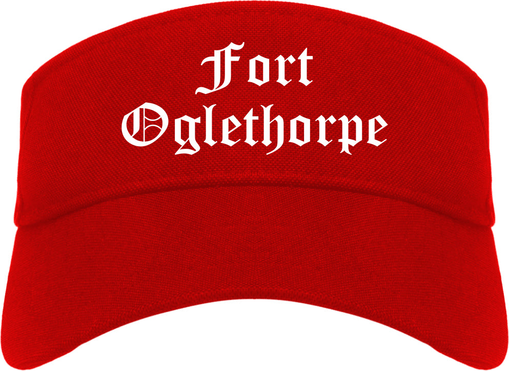 Fort Oglethorpe Georgia GA Old English Mens Visor Cap Hat Red