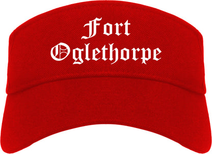 Fort Oglethorpe Georgia GA Old English Mens Visor Cap Hat Red