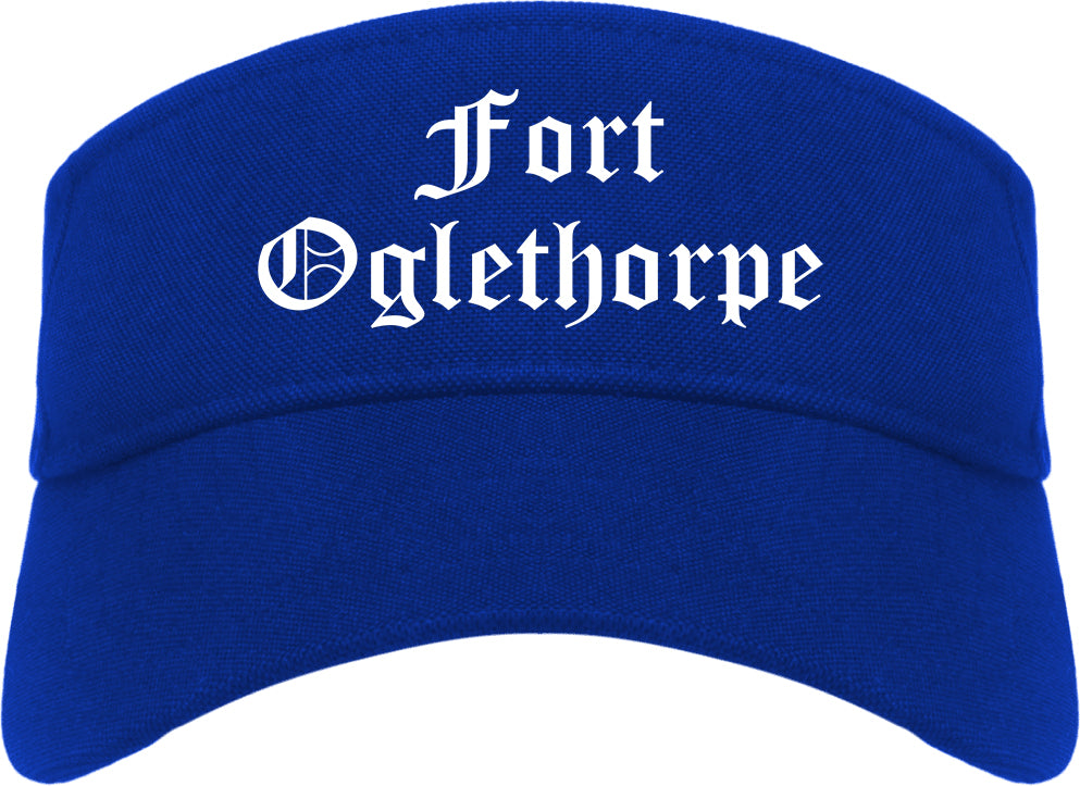 Fort Oglethorpe Georgia GA Old English Mens Visor Cap Hat Royal Blue