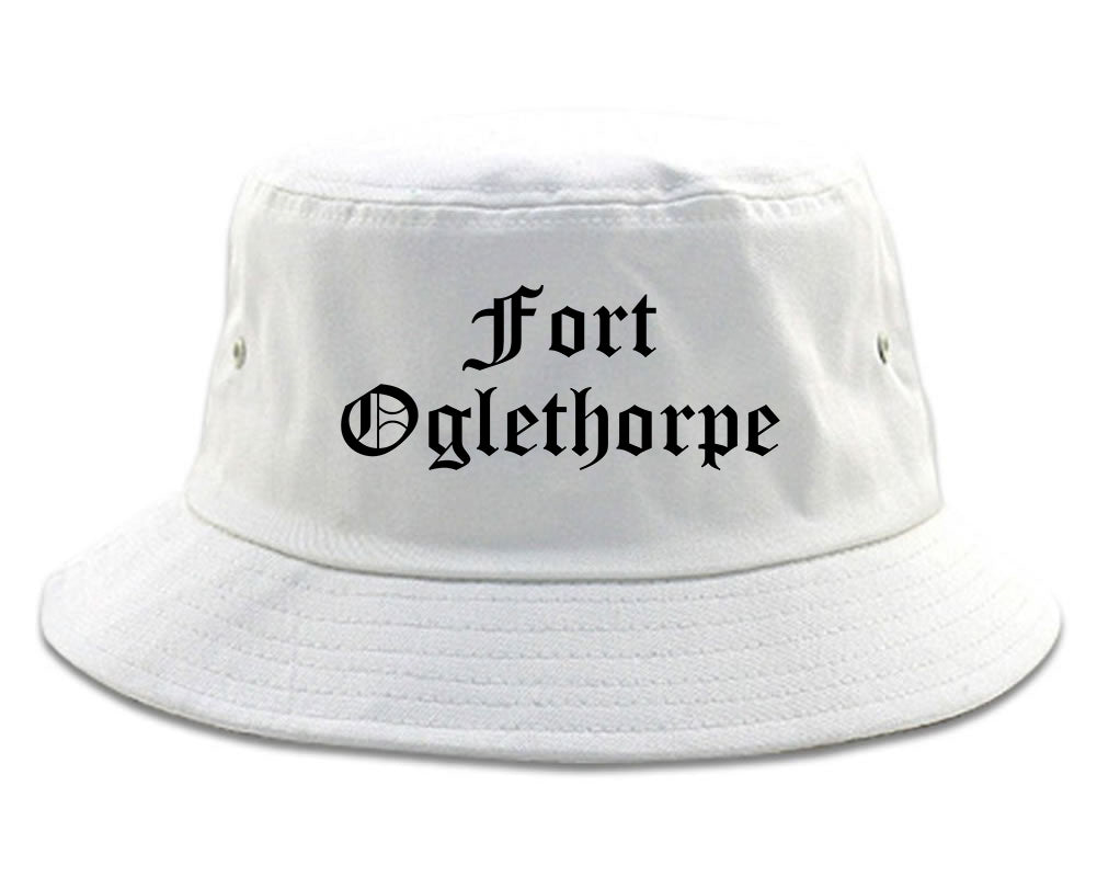 Fort Oglethorpe Georgia GA Old English Mens Bucket Hat White
