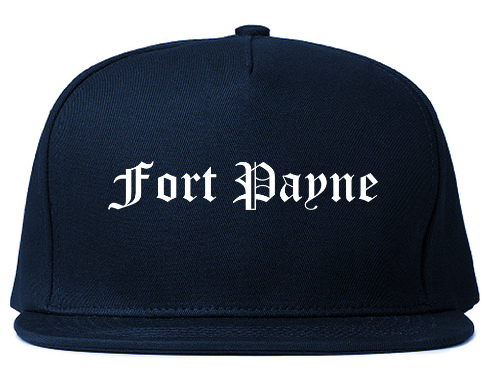 Fort Payne Alabama AL Old English Mens Snapback Hat Navy Blue