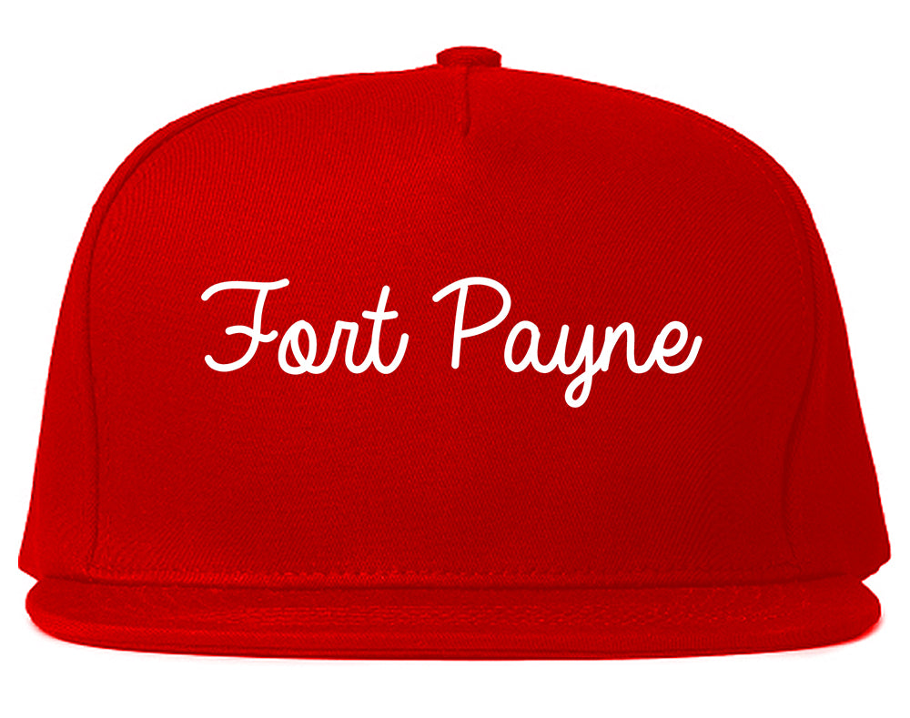 Fort Payne Alabama AL Script Mens Snapback Hat Red
