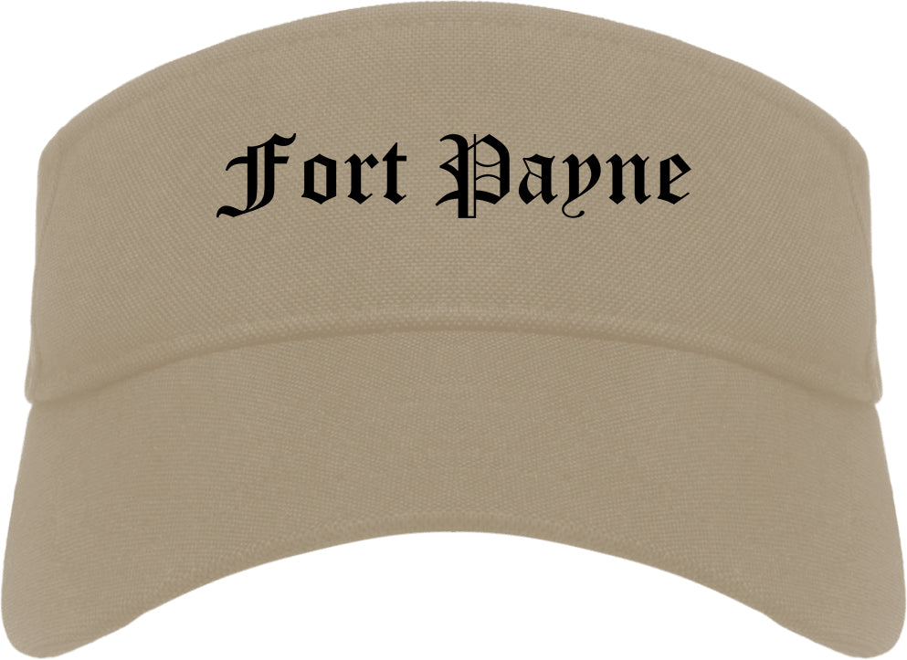 Fort Payne Alabama AL Old English Mens Visor Cap Hat Khaki