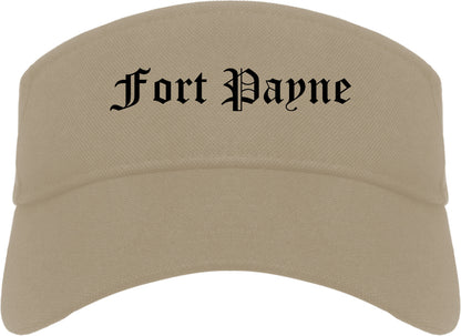 Fort Payne Alabama AL Old English Mens Visor Cap Hat Khaki
