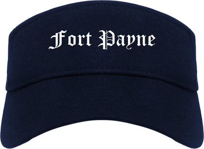 Fort Payne Alabama AL Old English Mens Visor Cap Hat Navy Blue