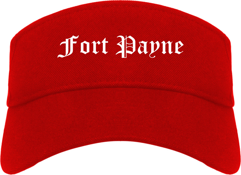 Fort Payne Alabama AL Old English Mens Visor Cap Hat Red