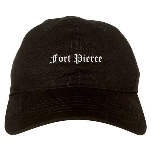 Fort Pierce Florida FL Old English Mens Dad Hat Baseball Cap Black