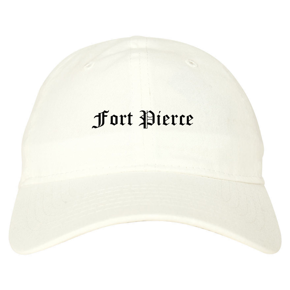 Fort Pierce Florida FL Old English Mens Dad Hat Baseball Cap White
