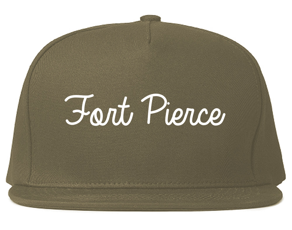 Fort Pierce Florida FL Script Mens Snapback Hat Grey