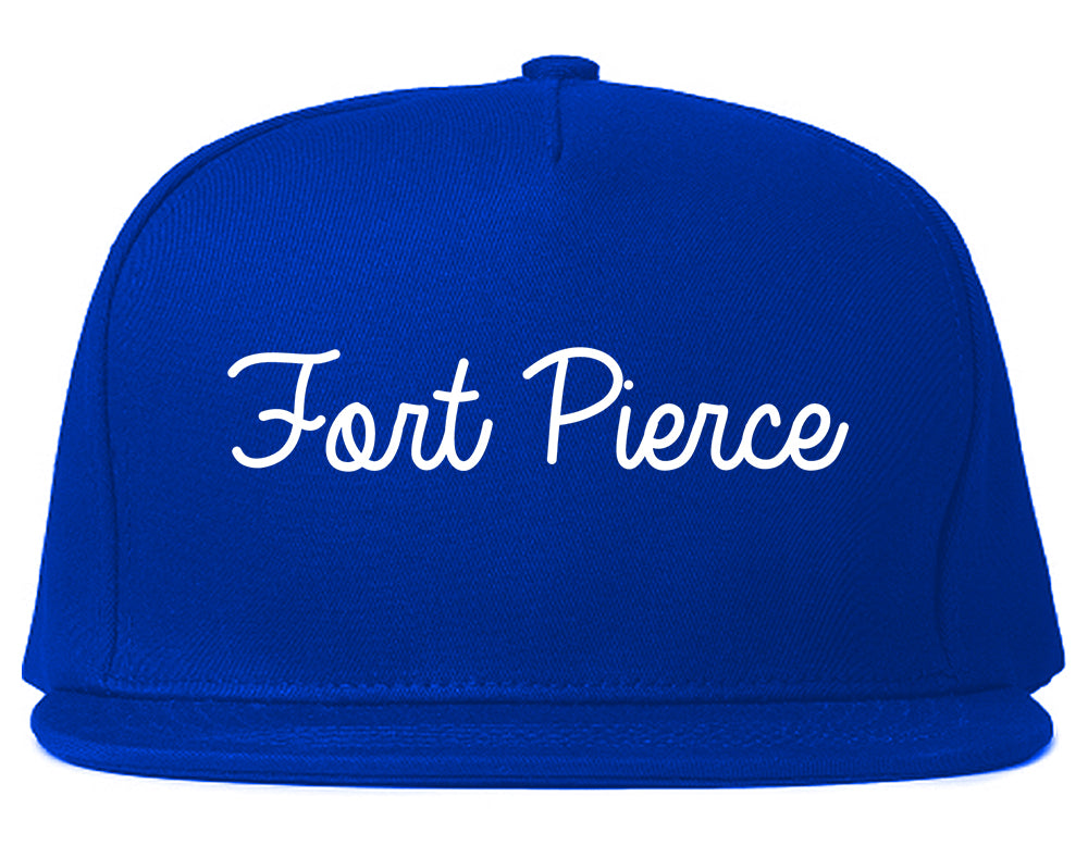 Fort Pierce Florida FL Script Mens Snapback Hat Royal Blue