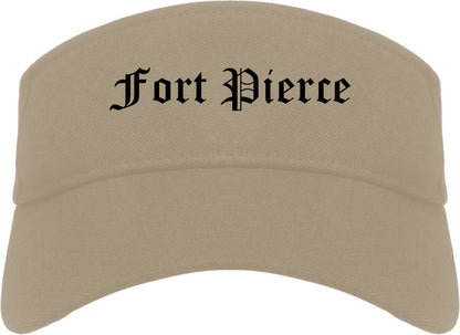 Fort Pierce Florida FL Old English Mens Visor Cap Hat Khaki