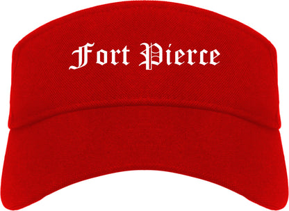 Fort Pierce Florida FL Old English Mens Visor Cap Hat Red