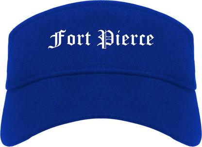 Fort Pierce Florida FL Old English Mens Visor Cap Hat Royal Blue