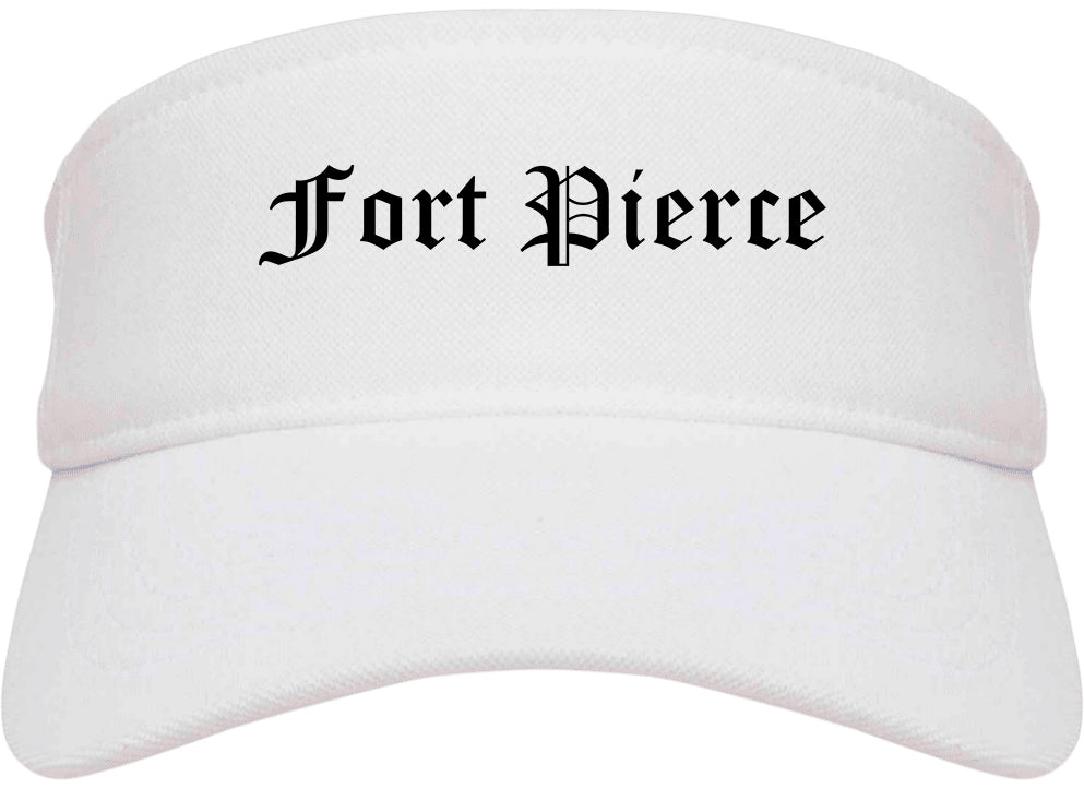 Fort Pierce Florida FL Old English Mens Visor Cap Hat White
