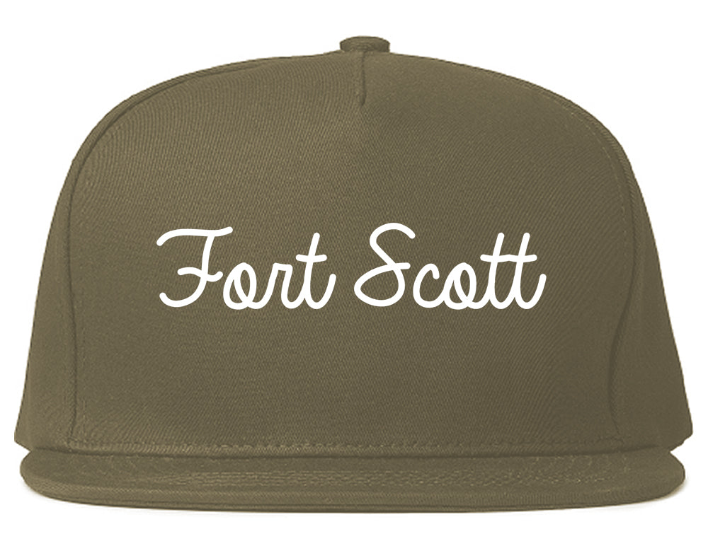 Fort Scott Kansas KS Script Mens Snapback Hat Grey