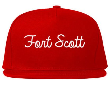 Fort Scott Kansas KS Script Mens Snapback Hat Red