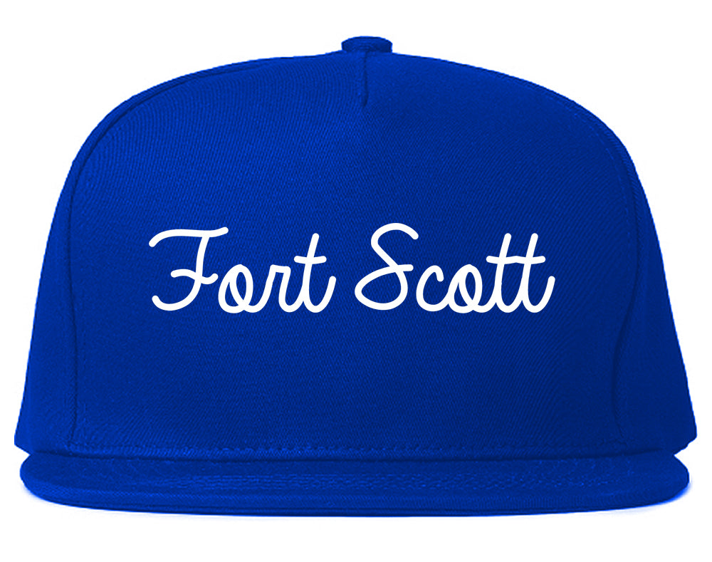 Fort Scott Kansas KS Script Mens Snapback Hat Royal Blue