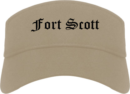 Fort Scott Kansas KS Old English Mens Visor Cap Hat Khaki