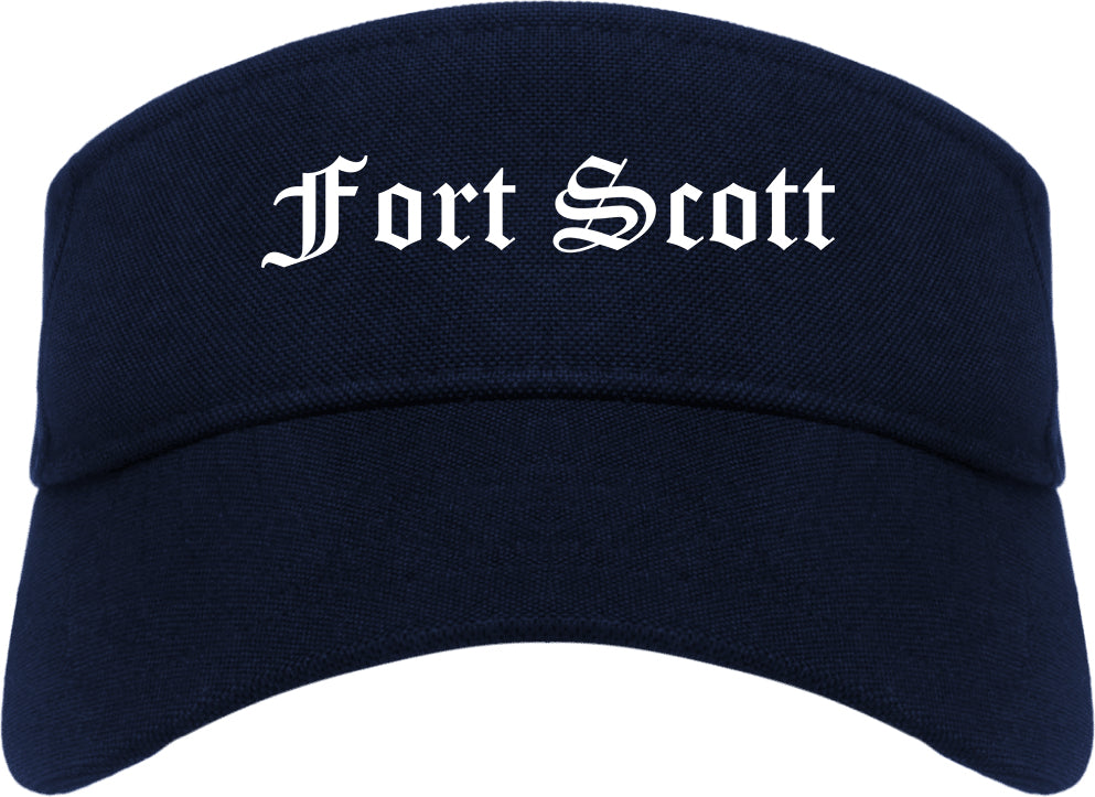 Fort Scott Kansas KS Old English Mens Visor Cap Hat Navy Blue