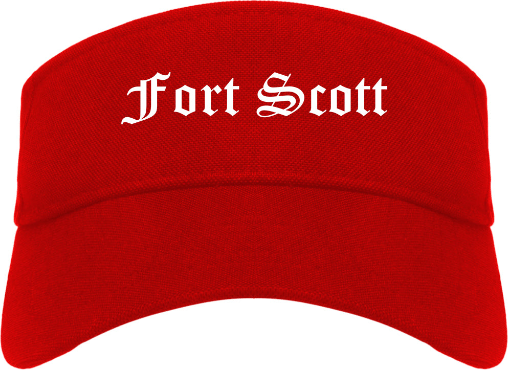 Fort Scott Kansas KS Old English Mens Visor Cap Hat Red