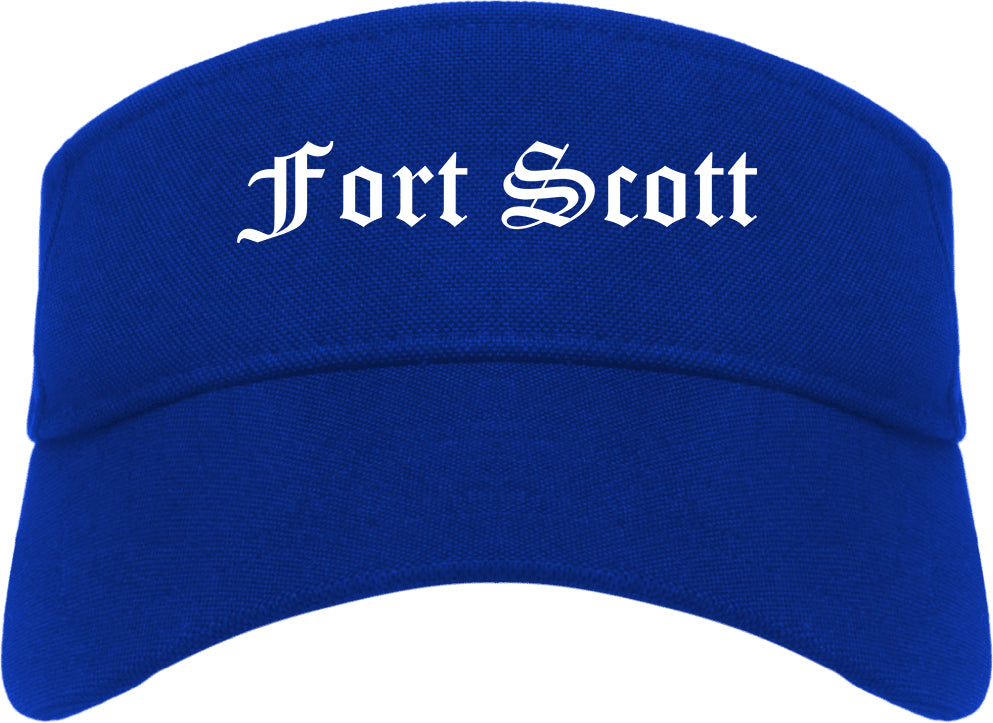 Fort Scott Kansas KS Old English Mens Visor Cap Hat Royal Blue