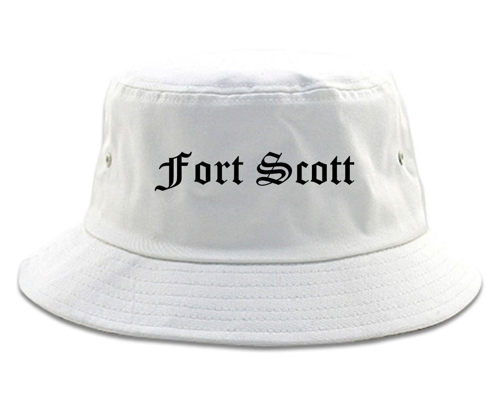 Fort Scott Kansas KS Old English Mens Bucket Hat White
