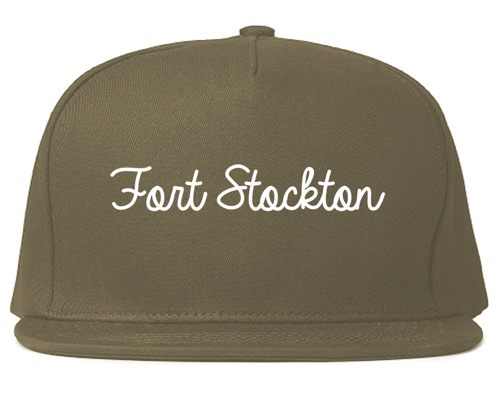 Fort Stockton Texas TX Script Mens Snapback Hat Grey