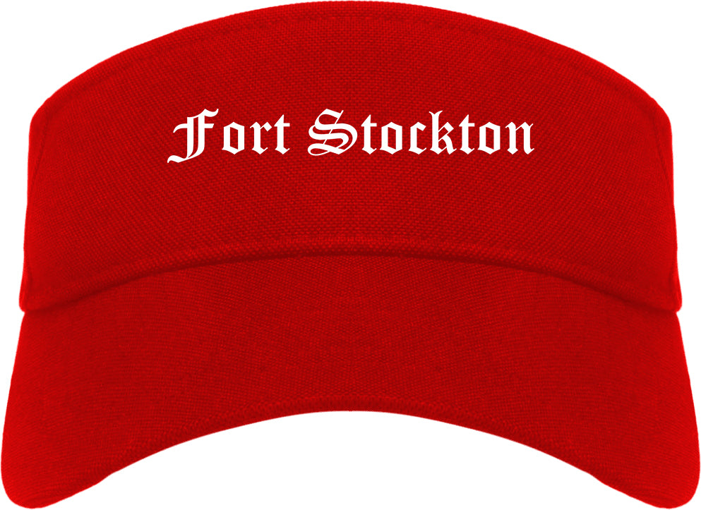 Fort Stockton Texas TX Old English Mens Visor Cap Hat Red