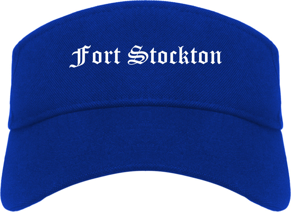 Fort Stockton Texas TX Old English Mens Visor Cap Hat Royal Blue