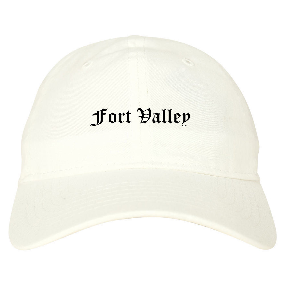 Fort Valley Georgia GA Old English Mens Dad Hat Baseball Cap White