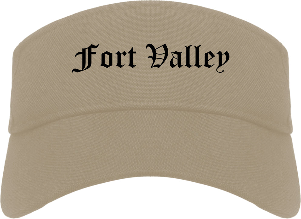 Fort Valley Georgia GA Old English Mens Visor Cap Hat Khaki