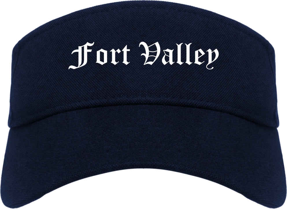 Fort Valley Georgia GA Old English Mens Visor Cap Hat Navy Blue