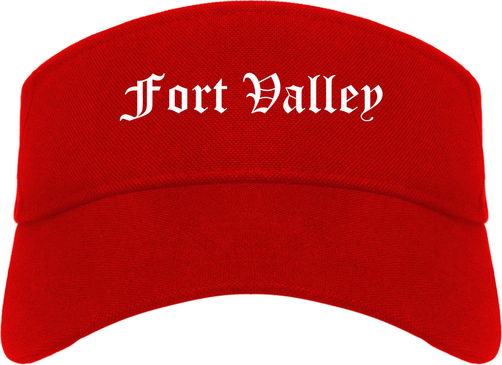Fort Valley Georgia GA Old English Mens Visor Cap Hat Red