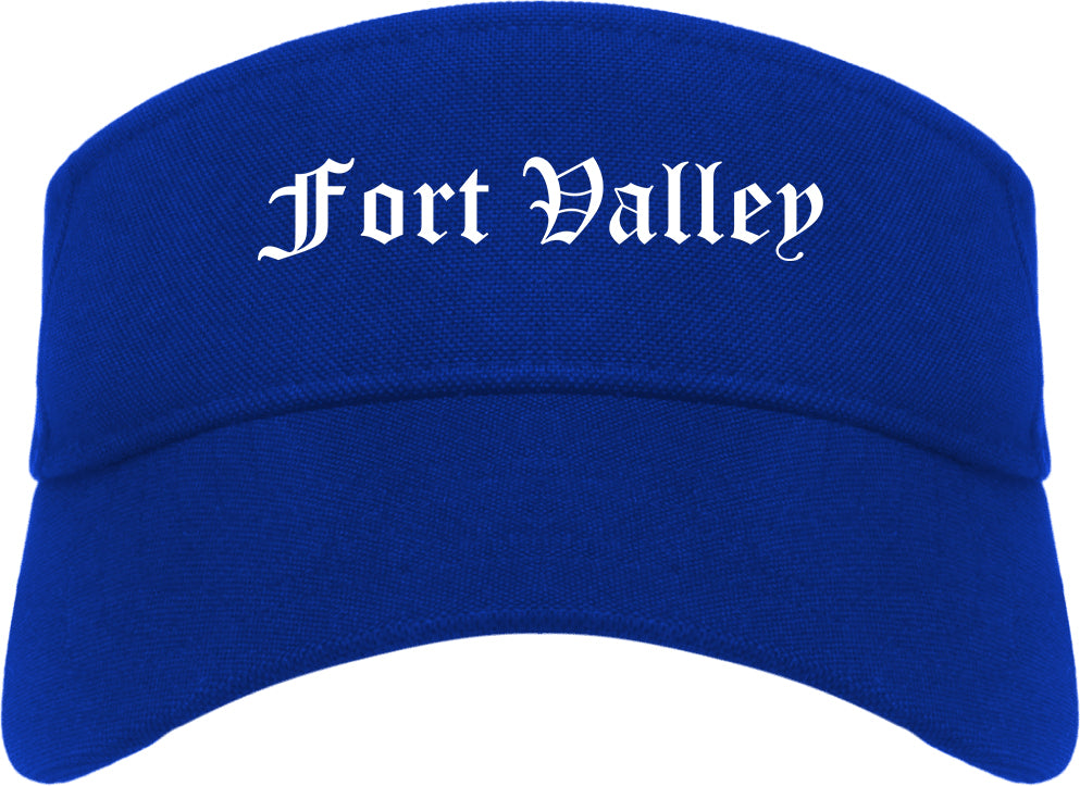 Fort Valley Georgia GA Old English Mens Visor Cap Hat Royal Blue