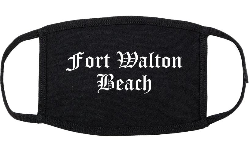 Fort Walton Beach Florida FL Old English Cotton Face Mask Black