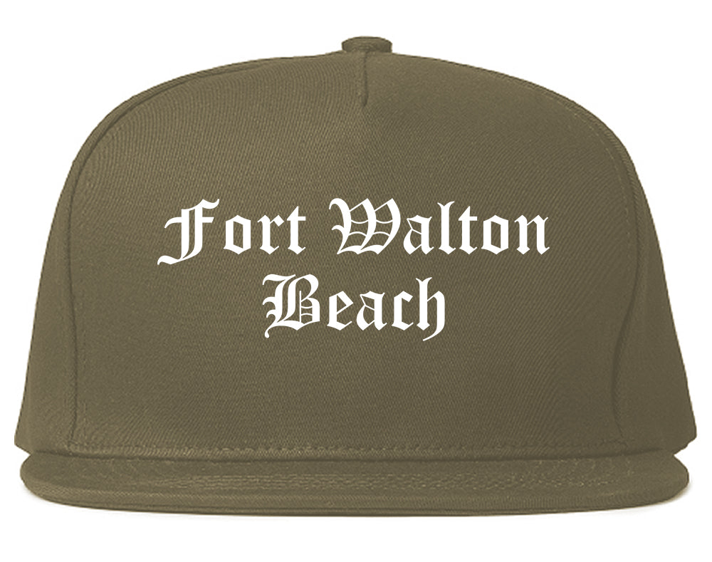Fort Walton Beach Florida FL Old English Mens Snapback Hat Grey
