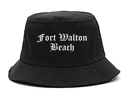 Fort Walton Beach Florida FL Old English Mens Bucket Hat Black