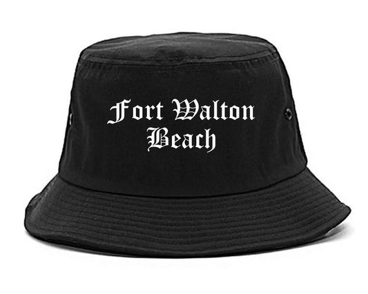 Fort Walton Beach Florida FL Old English Mens Bucket Hat Black