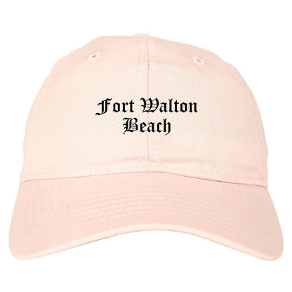 Fort Walton Beach Florida FL Old English Mens Dad Hat Baseball Cap Pink
